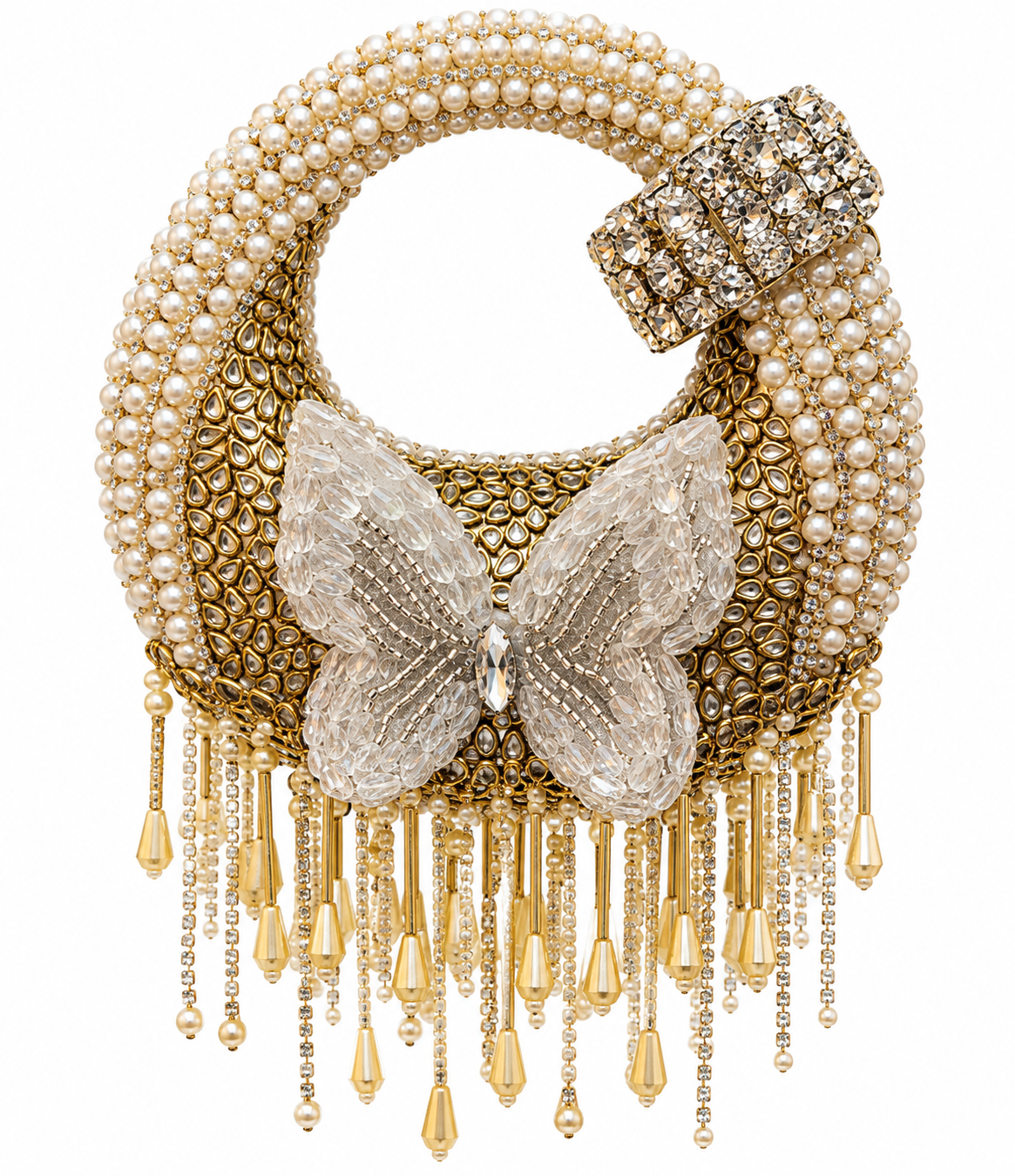 Pearl Kundan Knot Clutch