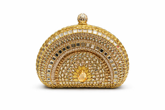 *Royal D-Shape Kundan Luxe Clutch*