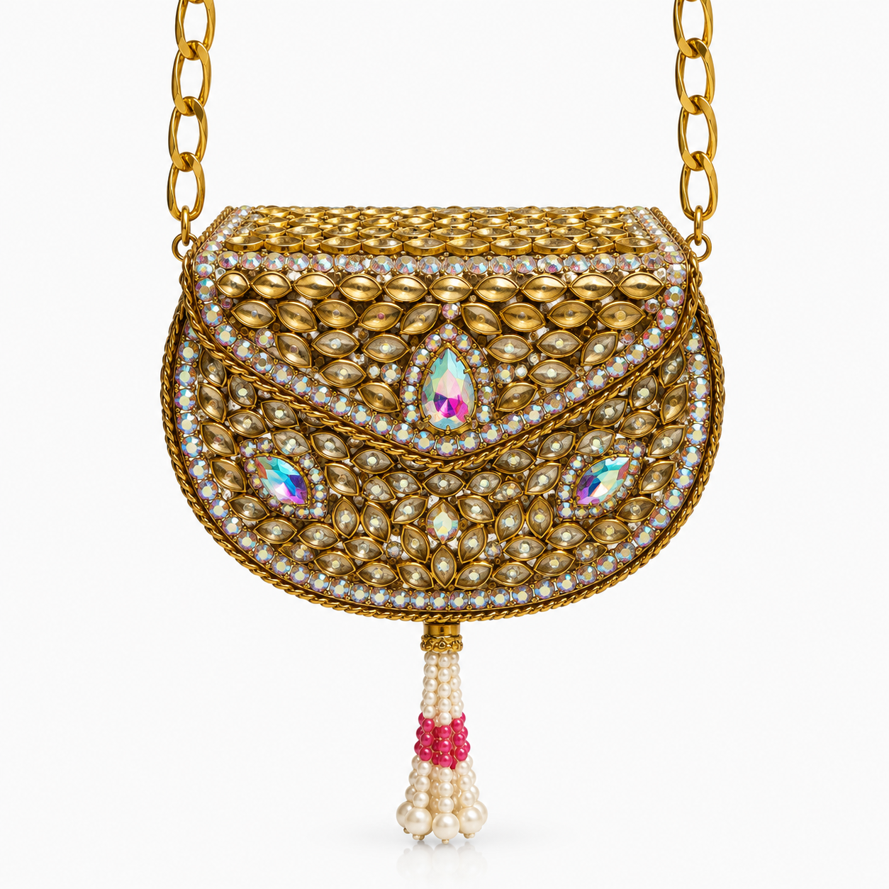 Golden aurora crystal clutch H