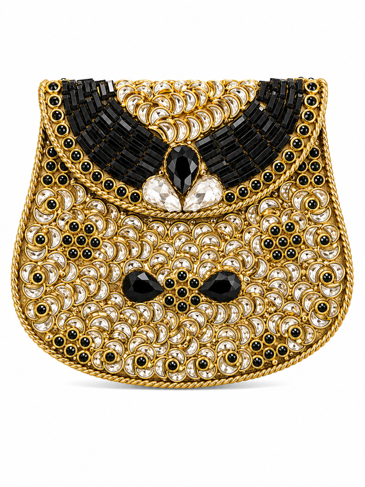 Indian Clutch Kundan Design Black