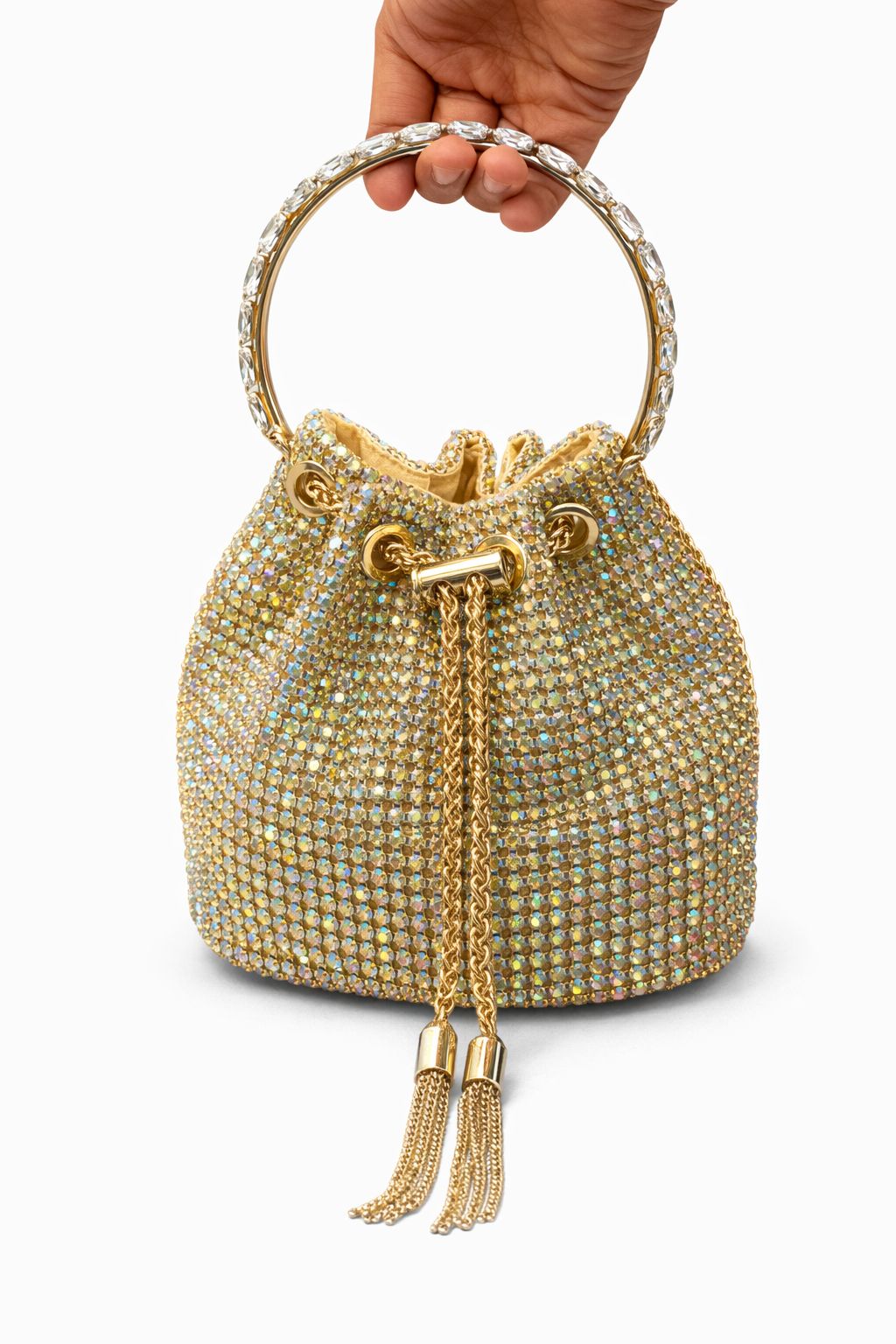 *Luxe Crystal Bucket Bag*