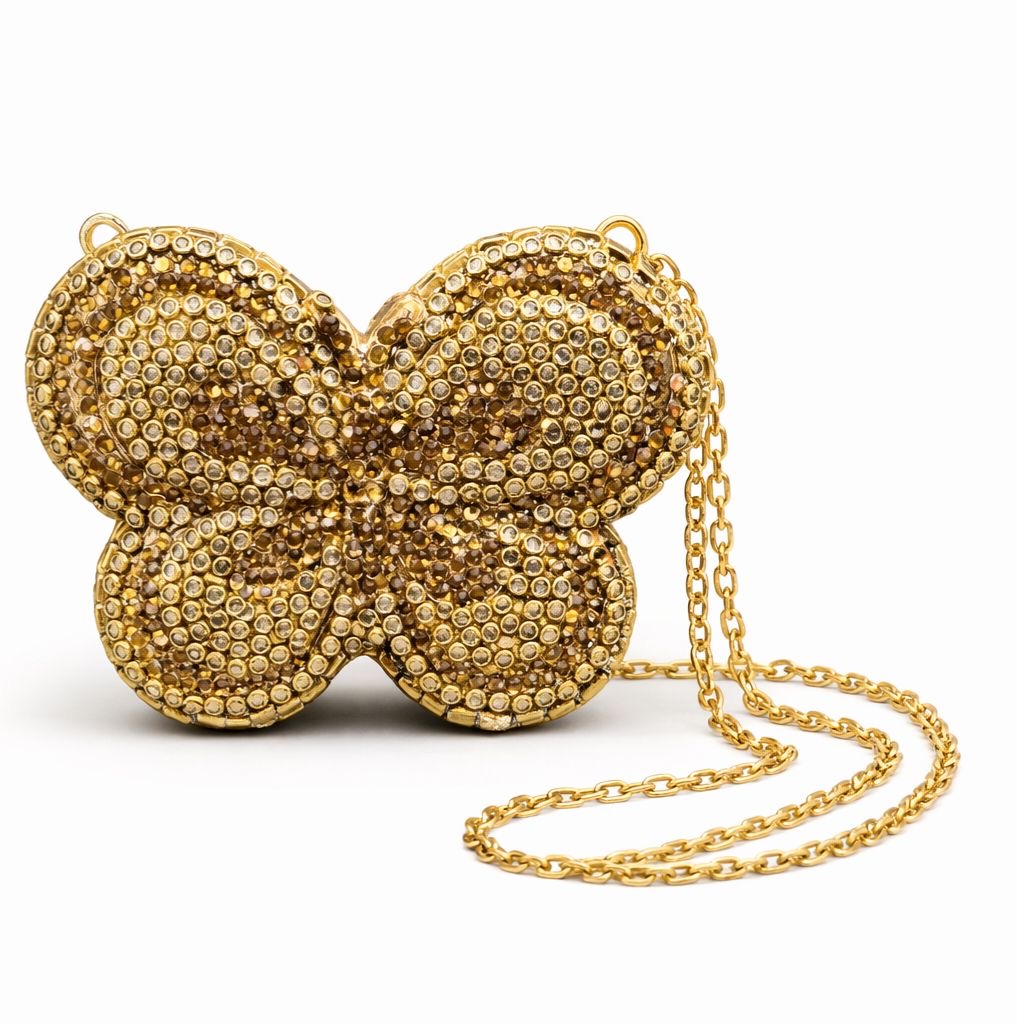 *Butterfly Glow Kundan Crystal Mini Clutch*