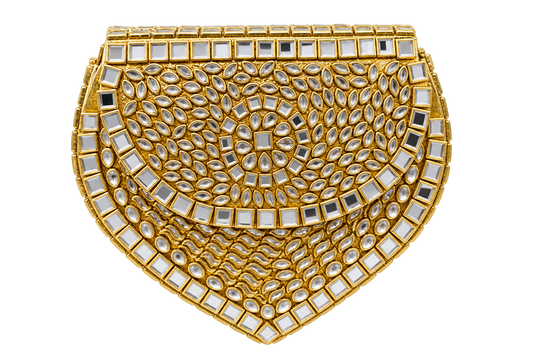 Kundan big heart Clutch