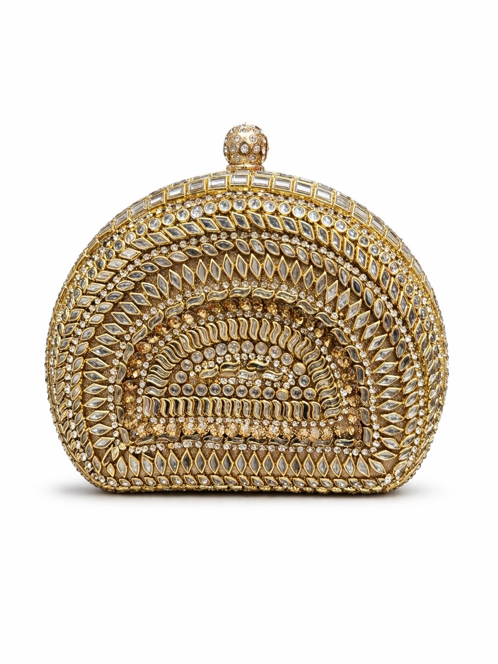 *Royal D-Shape Kundan Luxe Clutch*