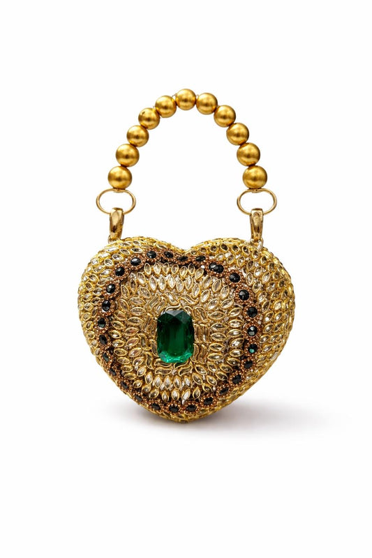 💖 Royal Kundan Heart Clutch