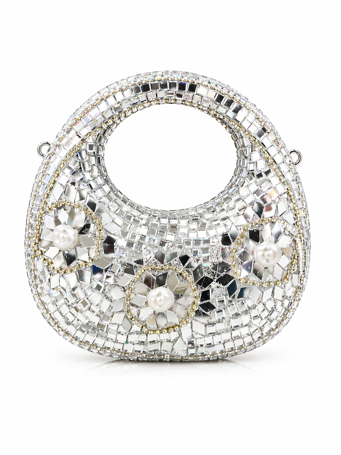 Silver Kundan Moon Clutch