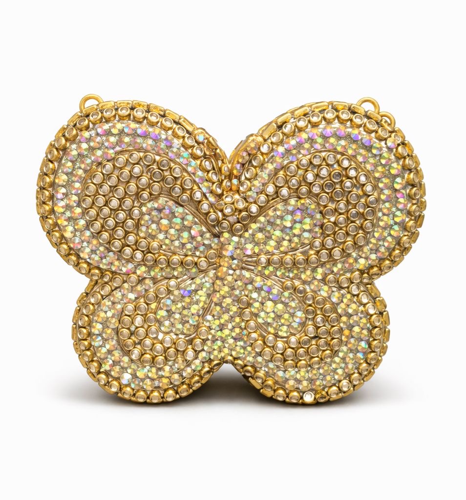 *Butterfly Glow Kundan Crystal Mini Clutch*