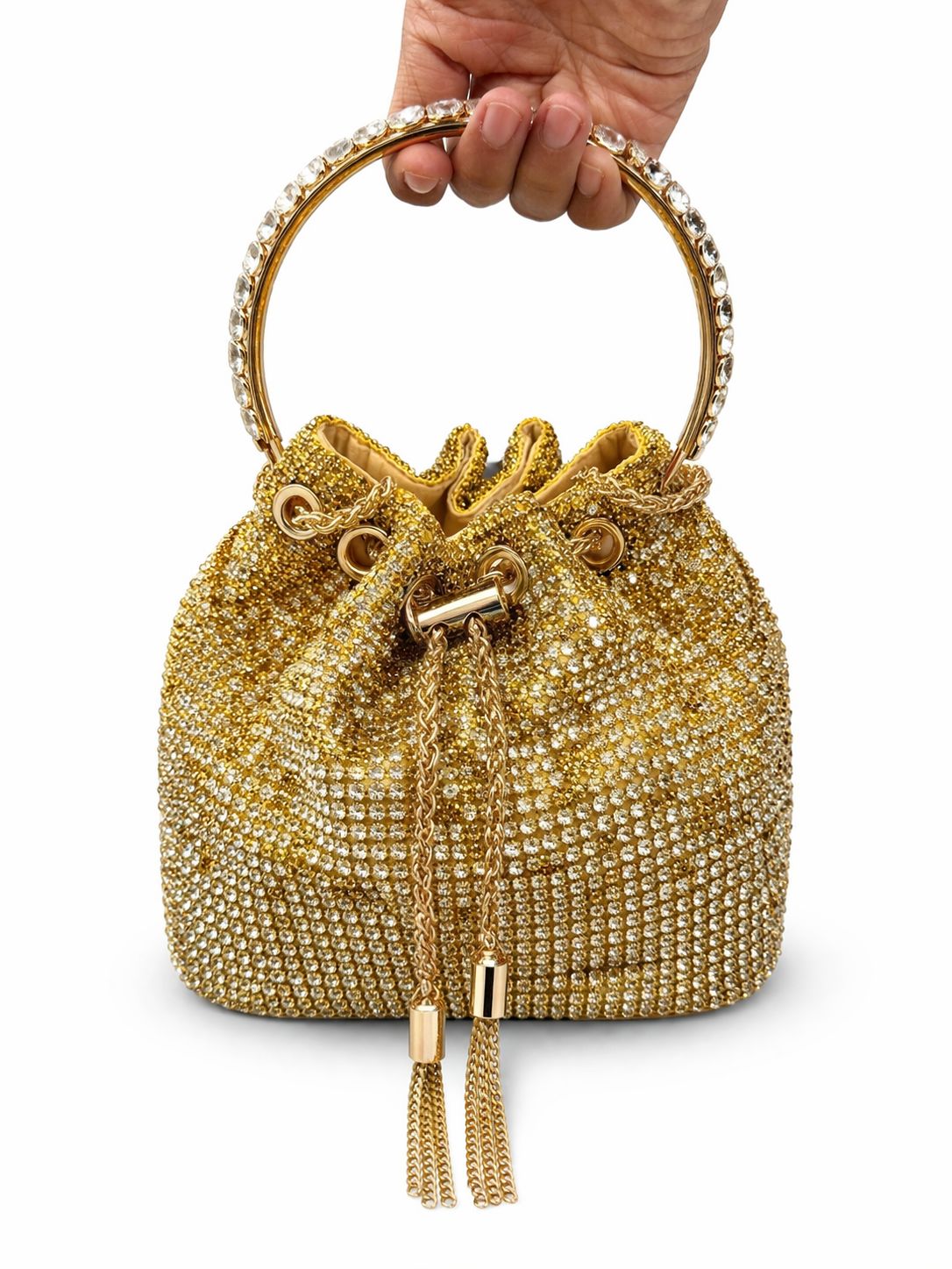 *Luxe Crystal Bucket Bag*