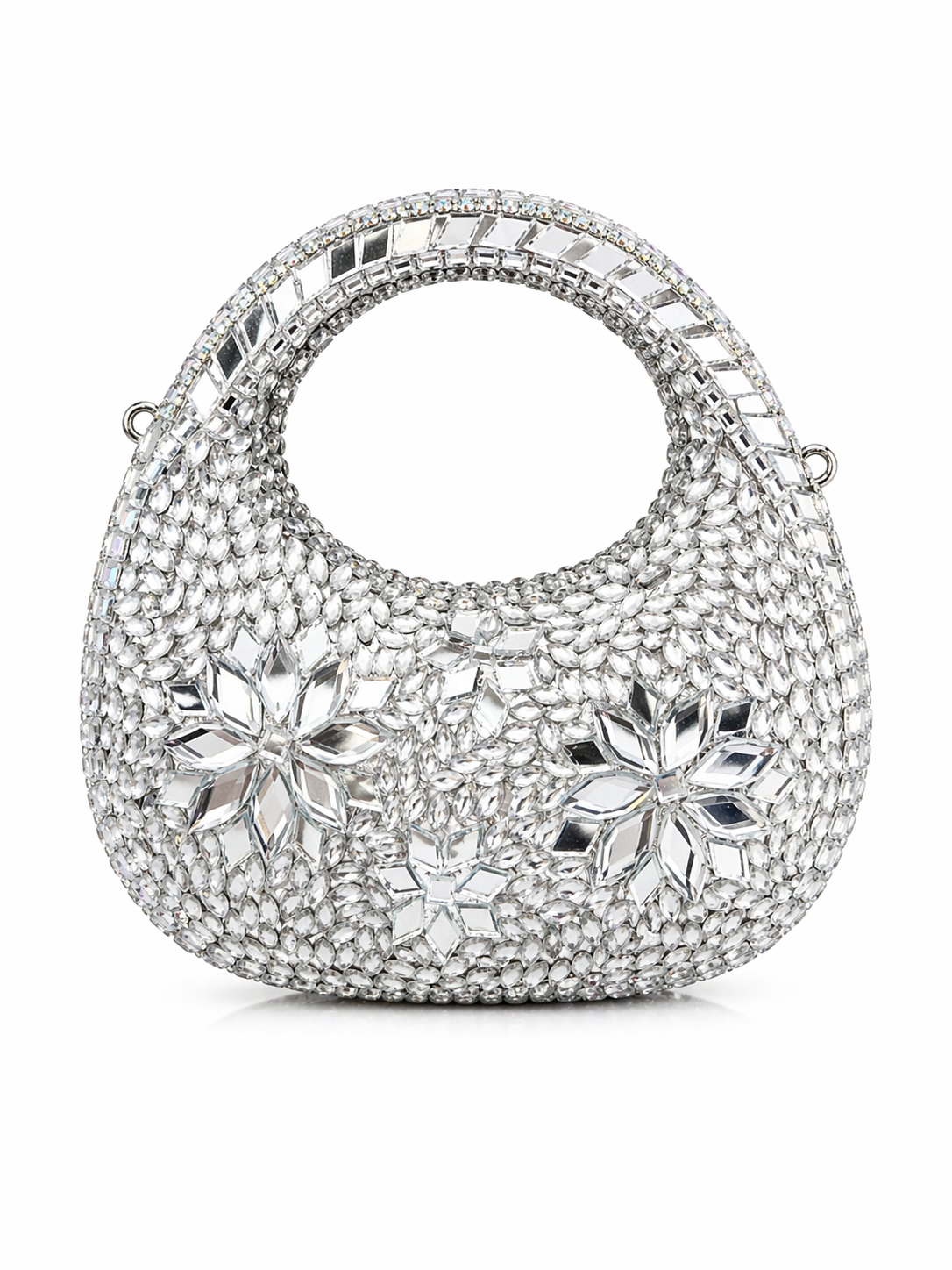 Silver Kundan Moon Clutch