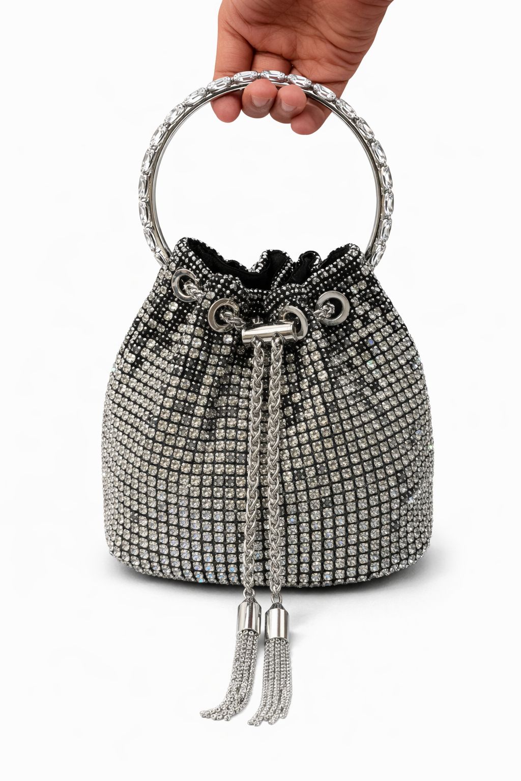 *Luxe Crystal Bucket Bag*
