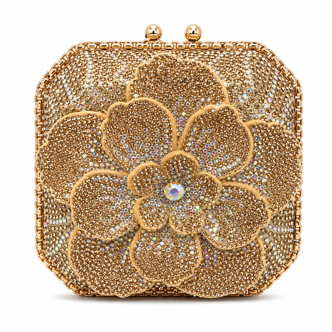 Royal Bloom Flower Crystal Clutch