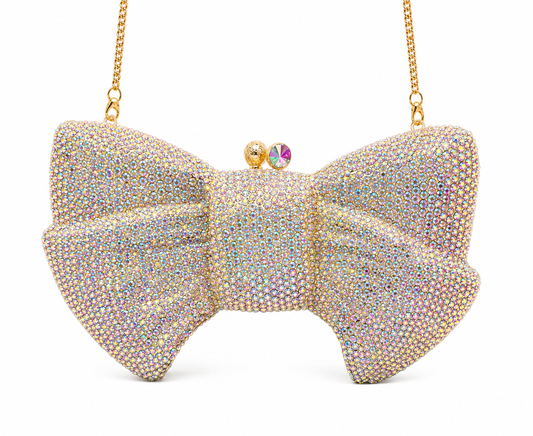 White golden bow casting clutch