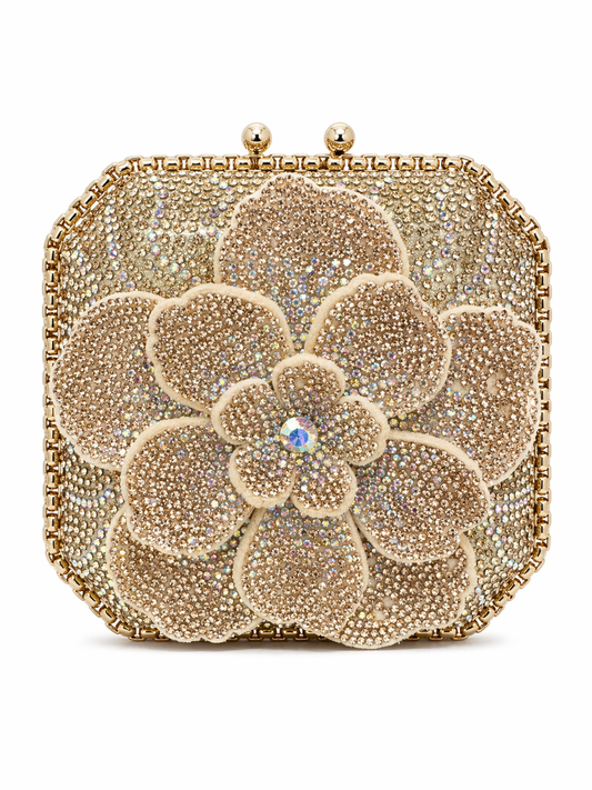 Royal Bloom Flower Crystal Clutch