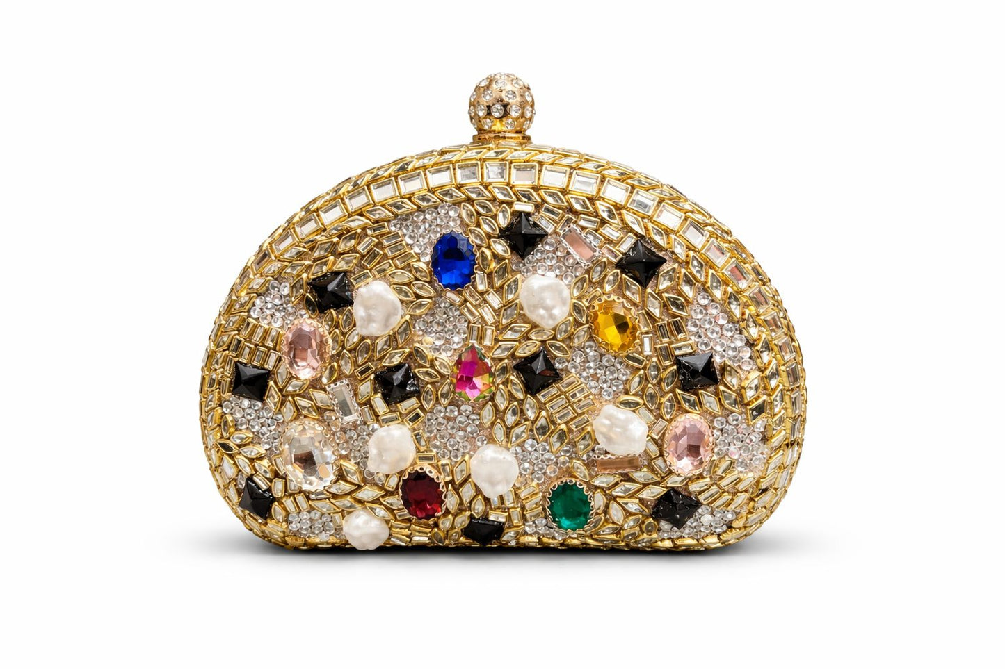 *Royal D-Shape Kundan Luxe Clutch*