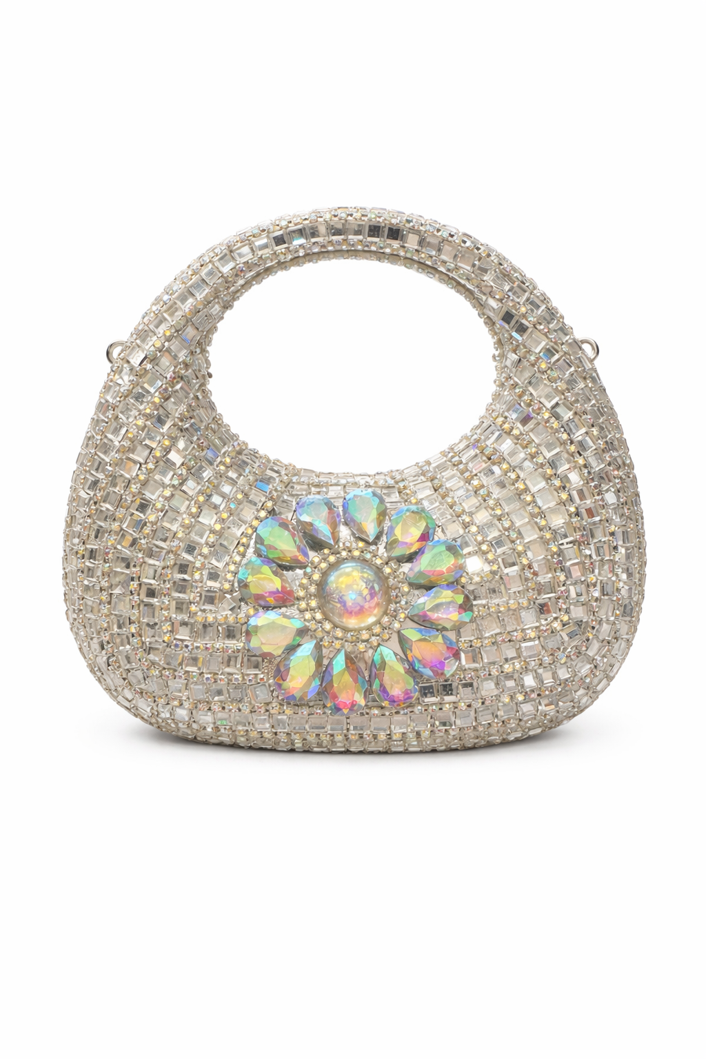 Silver Kundan Moon Clutch