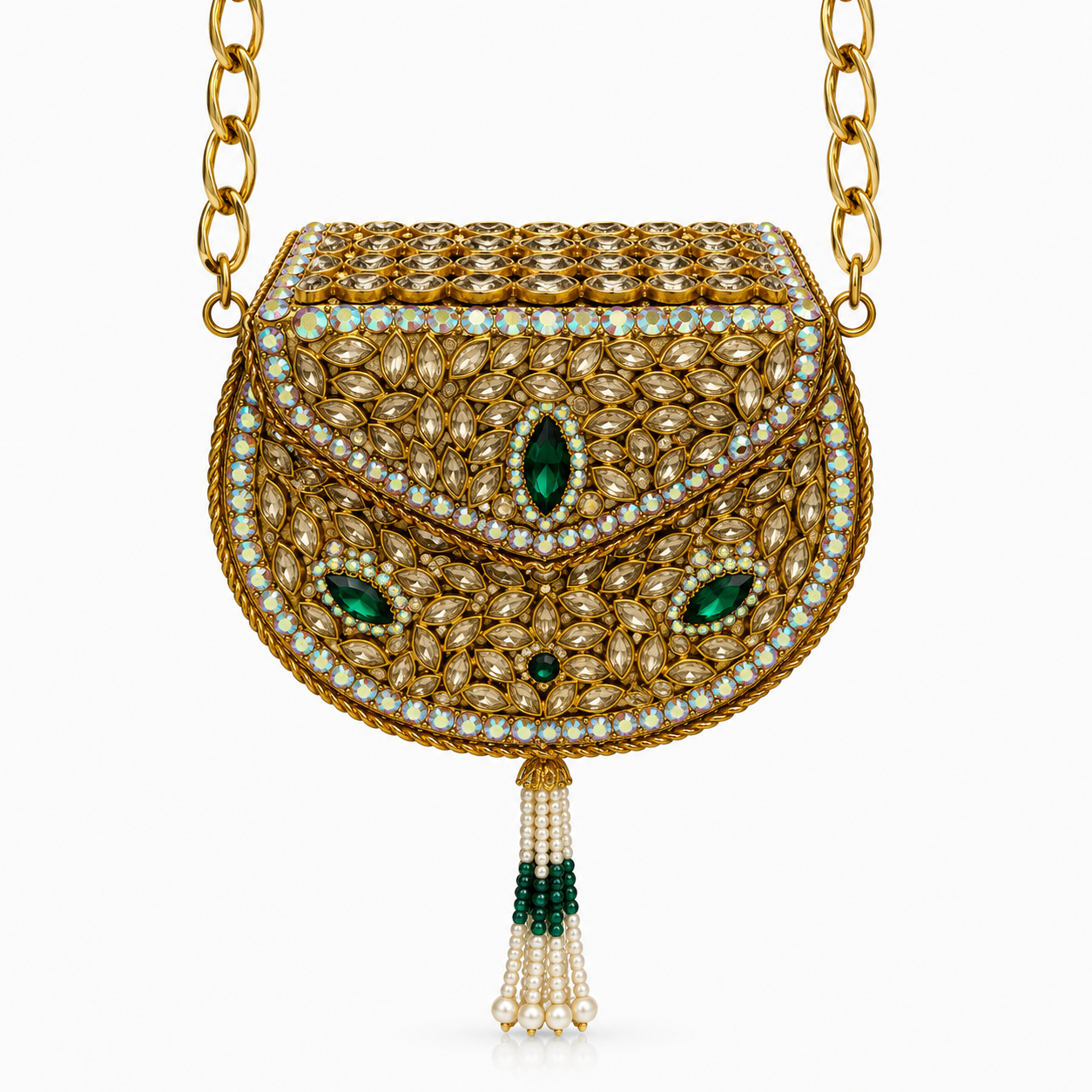 Golden aurora crystal clutch K
