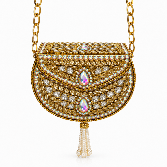Golden aurora crystal clutch F