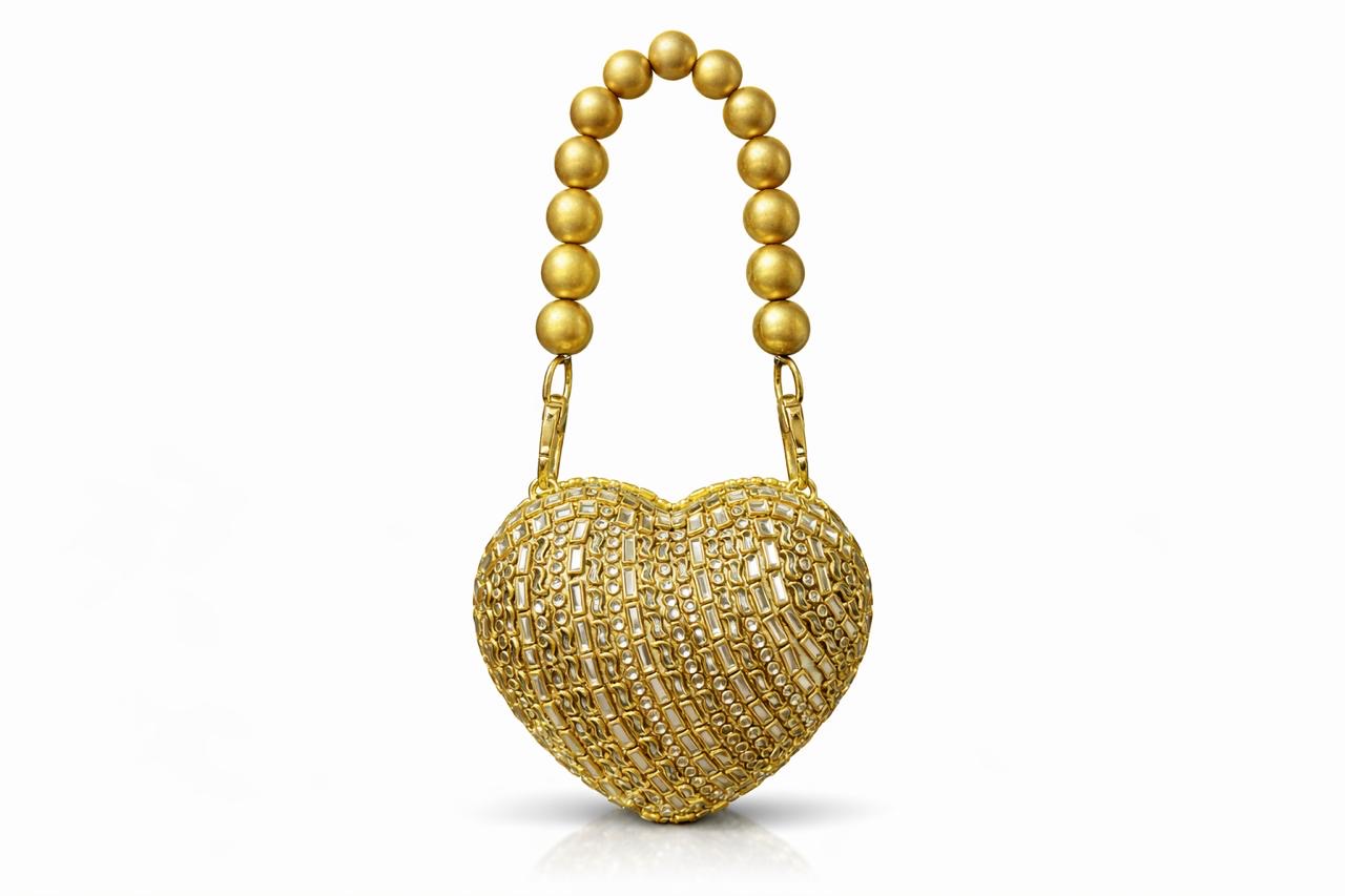 💖 Royal Kundan Heart Clutch