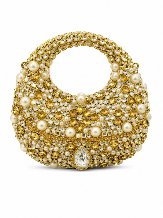 Kundan moon clutch A