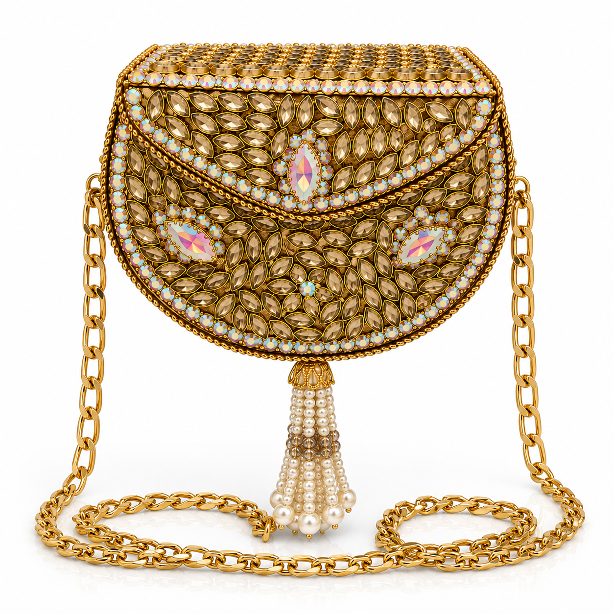 Golden aurora crystal clutch A