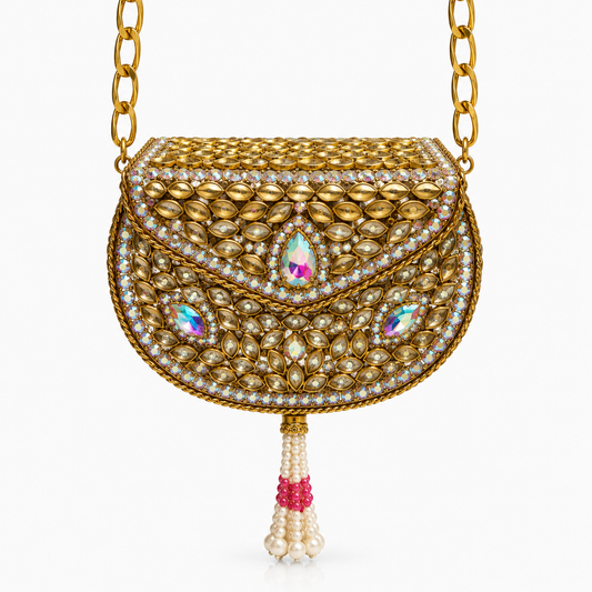 Golden aurora crystal clutch H